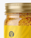 Clear Glass Jar with Wholegrain Mustard Mockup