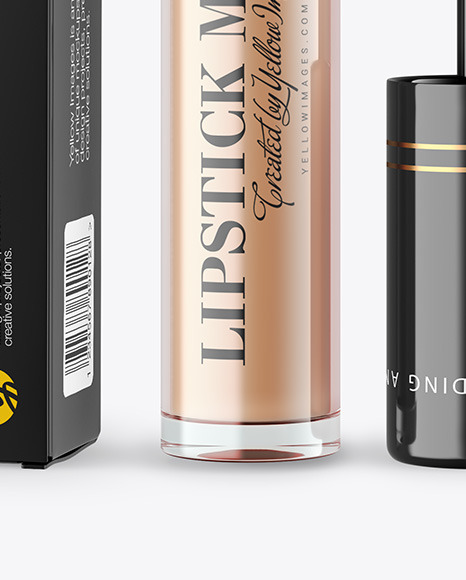 Opened Lipstick Tube with Box Mockup