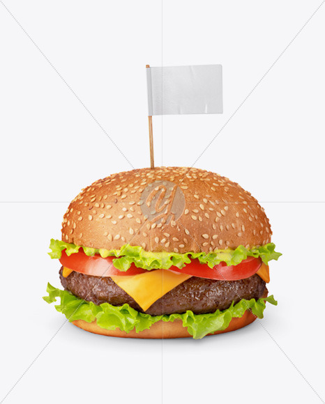 Burger with Flag Mockup