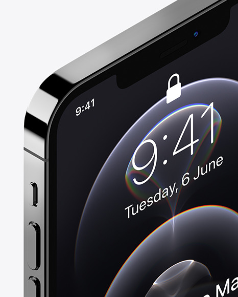 Isometric Apple iPhone 12 Pro Max Graphite Mockup