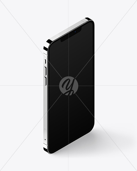 Isometric Apple iPhone 12 Pro Max Silver Mockup