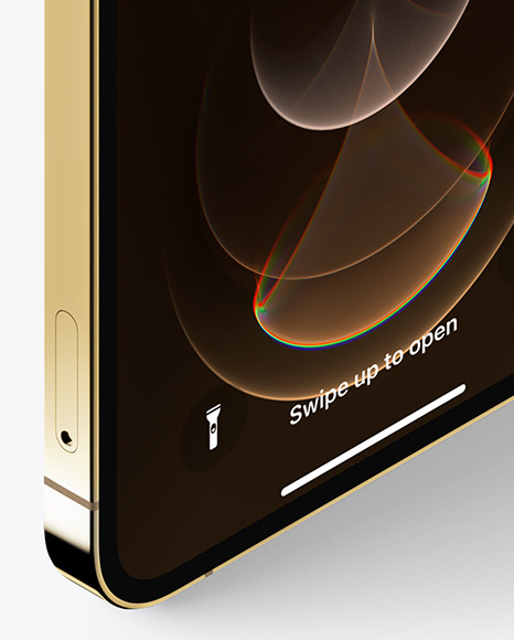 Isometric Apple iPhone 12 Pro Max Gold Mockup