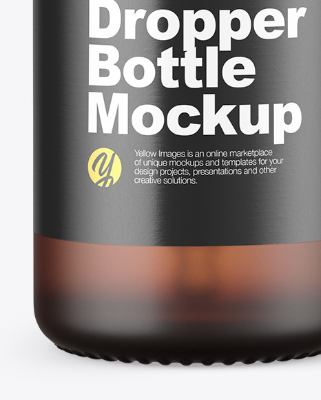 Frosted Amber Glass Dropper Bottle Mockup