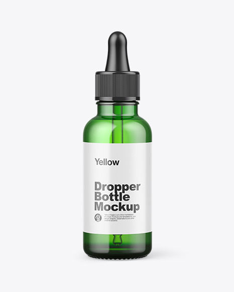 Green Glass Dropper Bottle Mockup