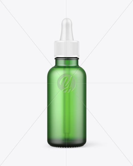 Frosted Green Glass Dropper Bottle Mockup