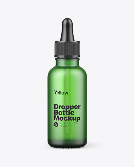 Frosted Green Glass Dropper Bottle Mockup