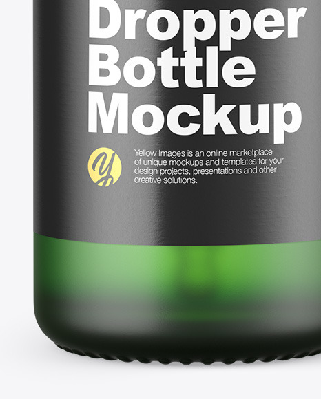 Frosted Green Glass Dropper Bottle Mockup