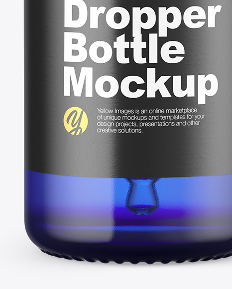 Blue Glass Dropper Bottle Mockup