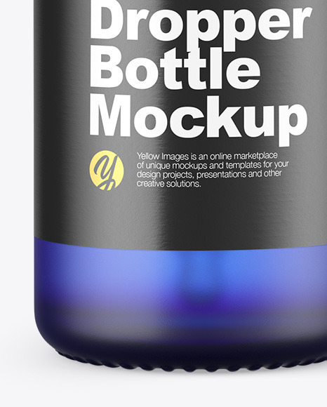 Frosted Blue Glass Dropper Bottle Mockup