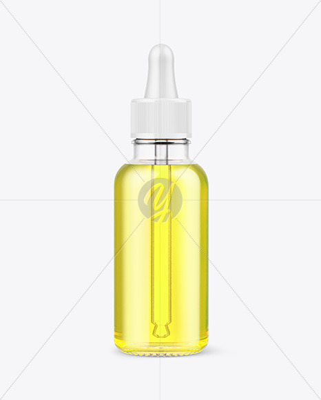 Clear Glass Dropper Bottle with Oil Mockup Clear Glass Dropper Bottle with Oil Mockup