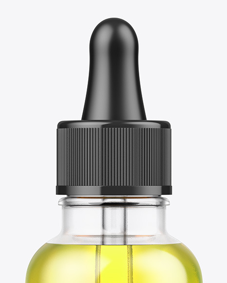 Clear Glass Dropper Bottle with Oil Mockup