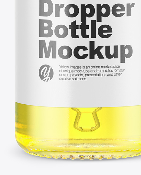 Clear Glass Dropper Bottle with Oil Mockup