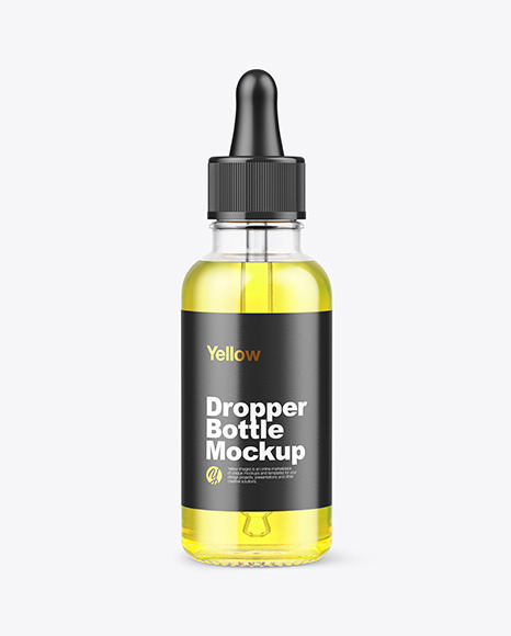 Clear Glass Dropper Bottle with Oil Mockup