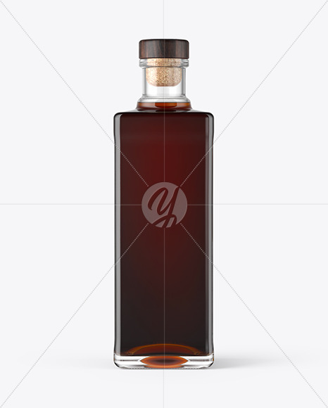 Square Black Rum Bottle Mockup