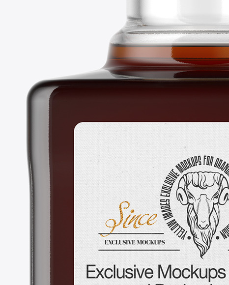 Square Black Rum Bottle Mockup