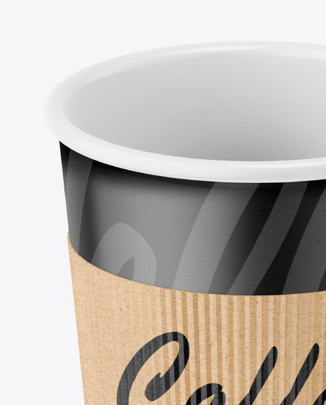 Paper Coffee Cup With Kraft Holder Mockup