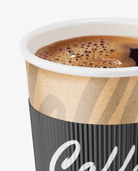 Kraft Coffee Cup with Paper Holder Mockup