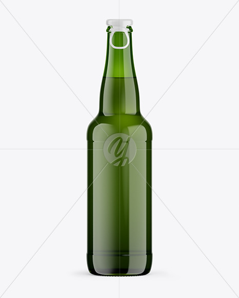 Green Glass Lager Beer Bottle Mockup