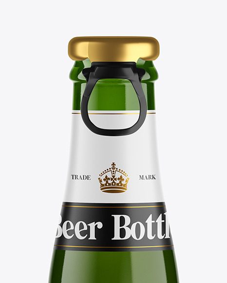 Green Glass Lager Beer Bottle Mockup