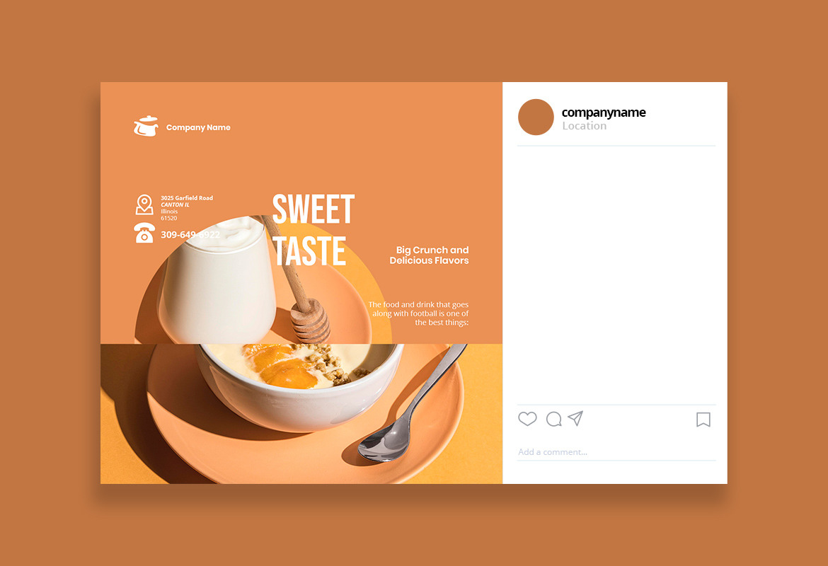 Stylist Colorful Food Instagram Post and Story Template