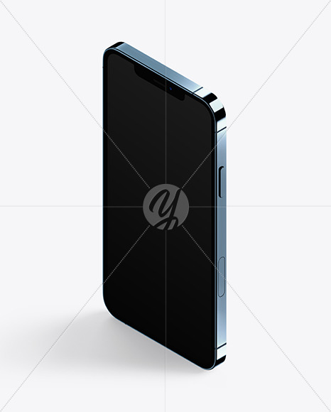 Isometric Apple iPhone 12 Pro Max Pacific Blue Mockup