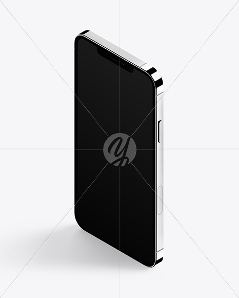 Isometric Apple iPhone 12 Pro Max Silver Mockup