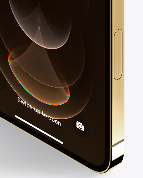 Isometric Apple iPhone 12 Pro Max Gold Mockup