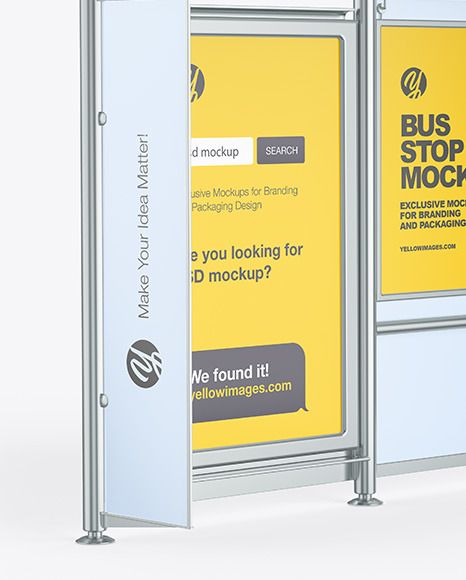 Metallic Bus Stop Mockup