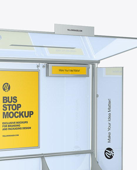 Metallic Bus Stop Mockup