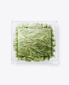 Transparent Plastic Container with Green Rosemary Leaves Mockup - Top View