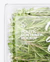 Transparent Plastic Container with Green Rosemary Leaves Mockup - Top View