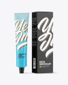 Glossy Cosmetic Tube with Box Mockup