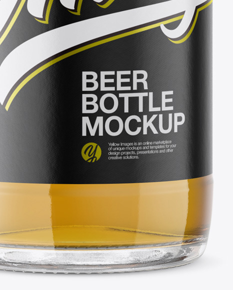 Clear Glass Lager Beer Bottle Mockup