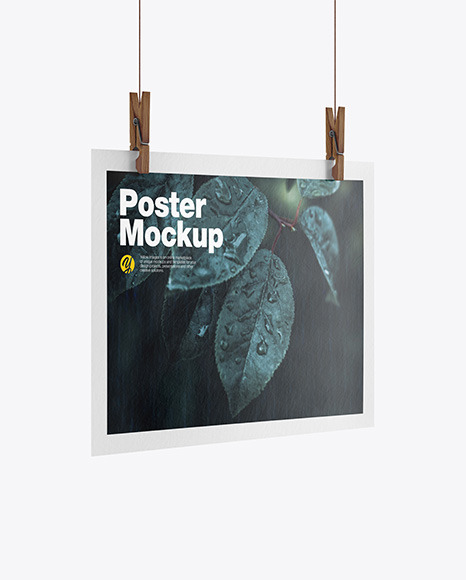 Textured Poster A4 w/ Pins Mockup-Half Side View