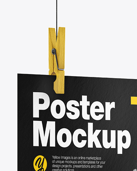 Textured Poster A4 w/ Pins Mockup-Half Side View