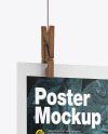 Textured Poster A4 w/ Pins Mockup-Half Side View