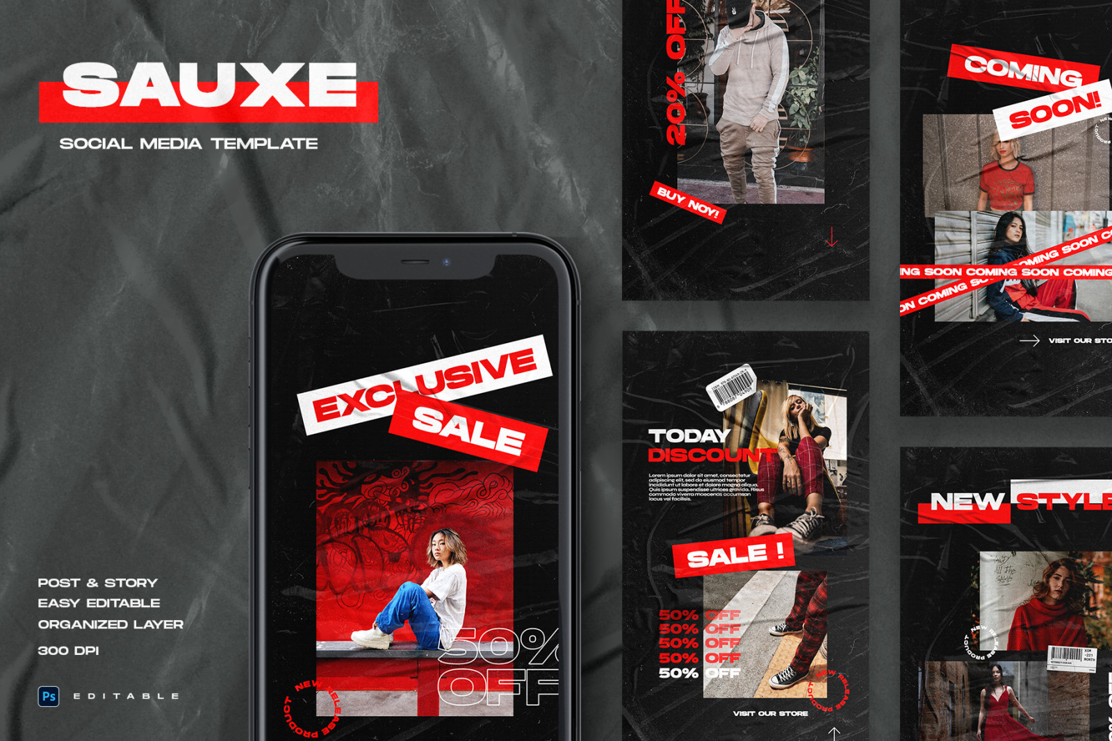 Sauxe - Instagram Stories &amp; Post Template