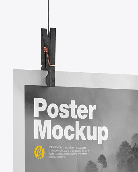 Crumpled Poster A4 Mockup - Half Side View