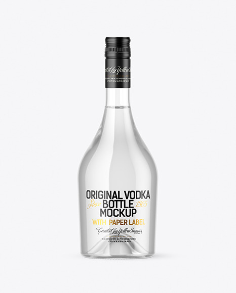 Clear Glass Vodka Bottle Mockup