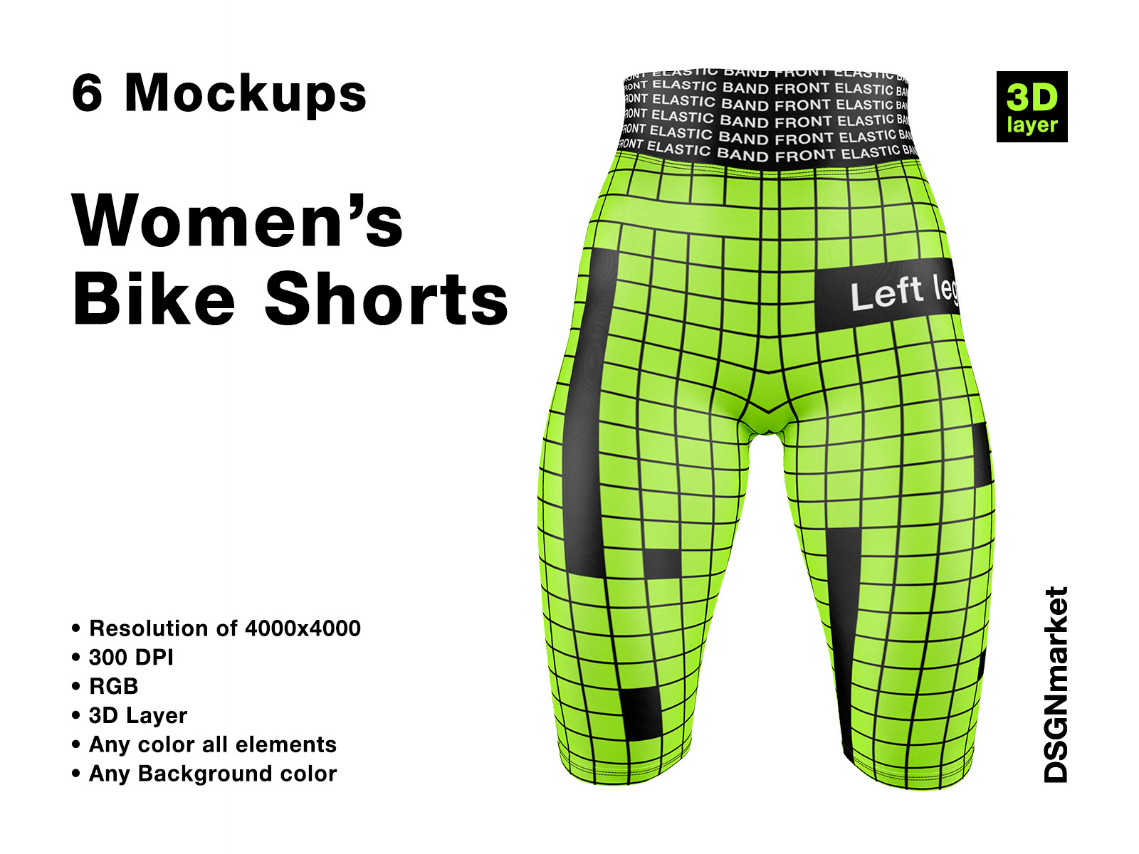 Women&#039;s Bike Shorts 6 Mockups