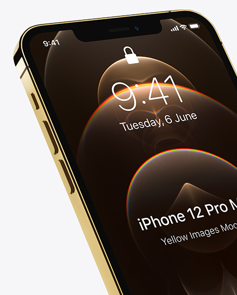 Two Apple iPhones 12 Pro Max Gold Mockup