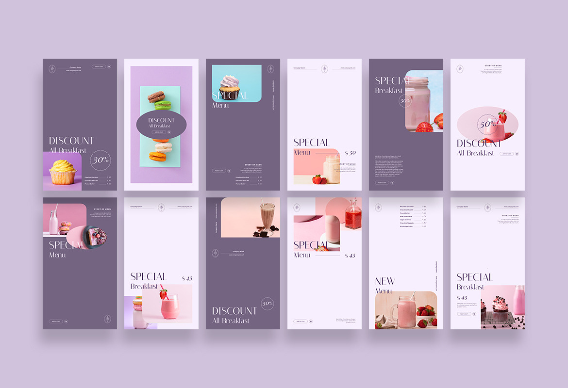 Soft Touch Food Instagram Posts and Stories Template