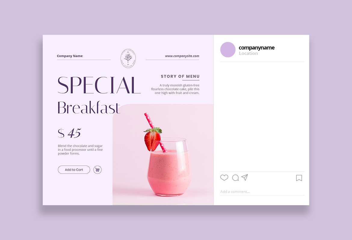 Soft Touch Food Instagram Posts and Stories Template