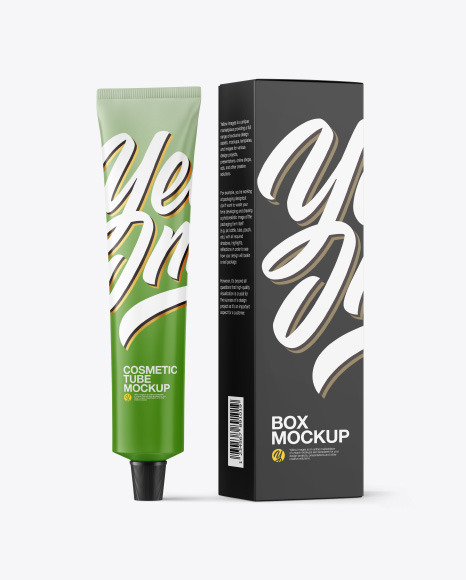 Matte Cosmetic Tube with Box Mockup - Download+Packaging+Cosmetic+Box+Mockup+PSD+-+Matte+...