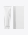 Glossy Cosmetic Tube with Box Mockup