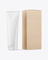 Glossy Cosmetic Tube with Kraft Box Mockup