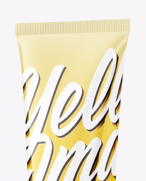 Glossy Cosmetic Tube with Kraft Box Mockup