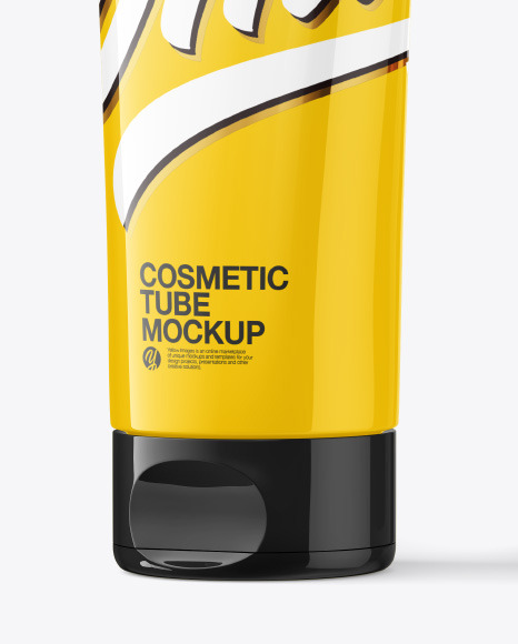 Glossy Cosmetic Tube with Kraft Box Mockup