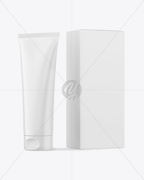 Matte Cosmetic Tube with Box Mockup