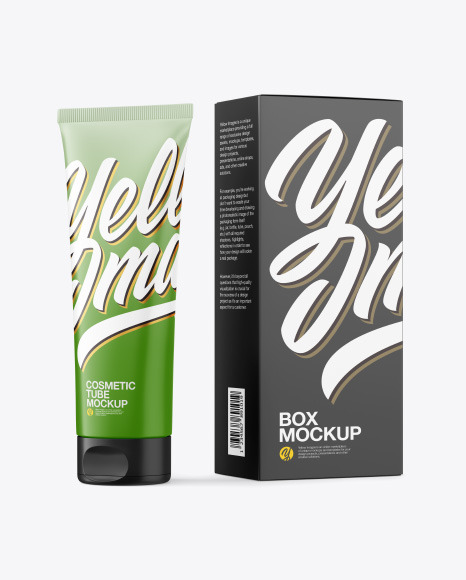 Matte Cosmetic Tube with Box Mockup - Download+Packaging+Cosmetic+Box+Mockup+PSD+-+Matte+...